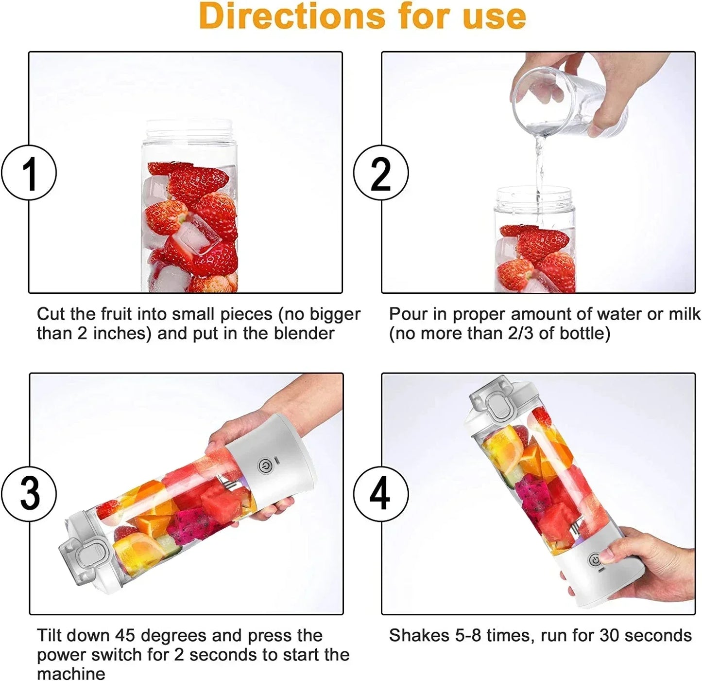 【 Portable Blender 600ML – USB Rechargeable Smoothie & Juice Maker (4000mAh)
