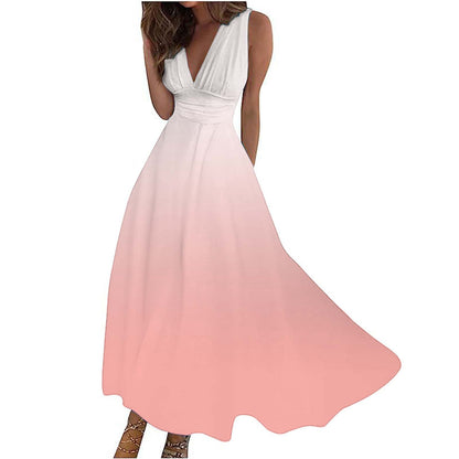 Womens Fashionable Casual V-Neck Sleeveless Dress