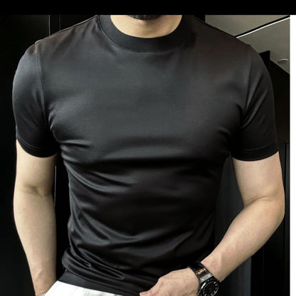 Men’s Ice Silk Soft Breathable Round Neck Short Sleeve T-Shirt – Lightweight Summer Top