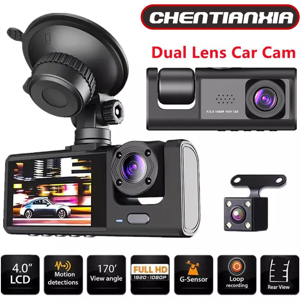 SmartView 1080P Dual Dash Cam – Front & Rear HD Recorder with G-Sensor, Night Vision & Loop Recording