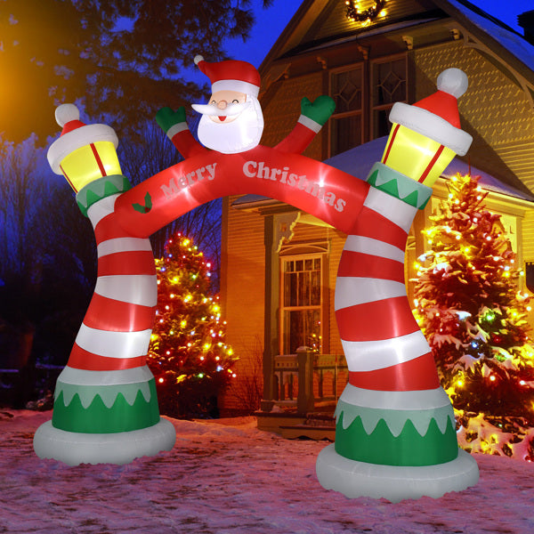 8.9FT Lighted Christmas Inflatable Arch – Holiday Entrance Decor with 7 LED Lights & Drawstring Pockets