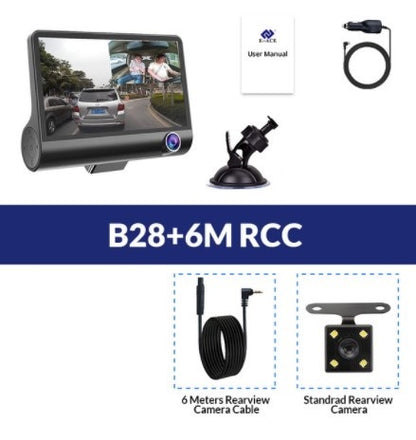 1080P Triple-Lens Car Dash Cam – High-Definition 3-Channel Driving Recorder