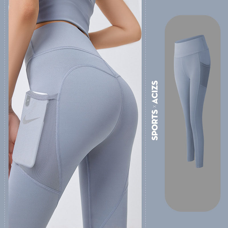 ‍♀️ Women’s Yoga Pants with Pocket – Sporty, Tummy-Controlled Gym Leggings