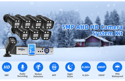Outdoor Waterproof 5MP AHD Security Camera System – Commercial HD Wired Surveillance Suite