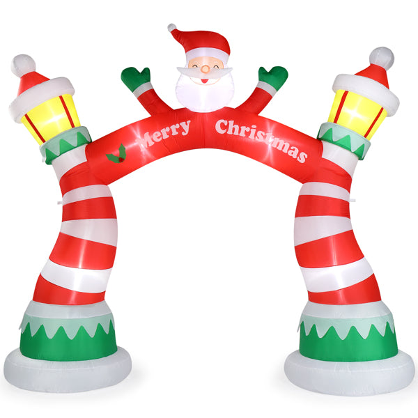 8.9FT Lighted Christmas Inflatable Arch – Holiday Entrance Decor with 7 LED Lights & Drawstring Pockets