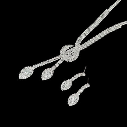 Women’s Luxury Sparkling Full-Diamond Jewelry Set – Shining Necklace & Earrings Two-Piece Collection