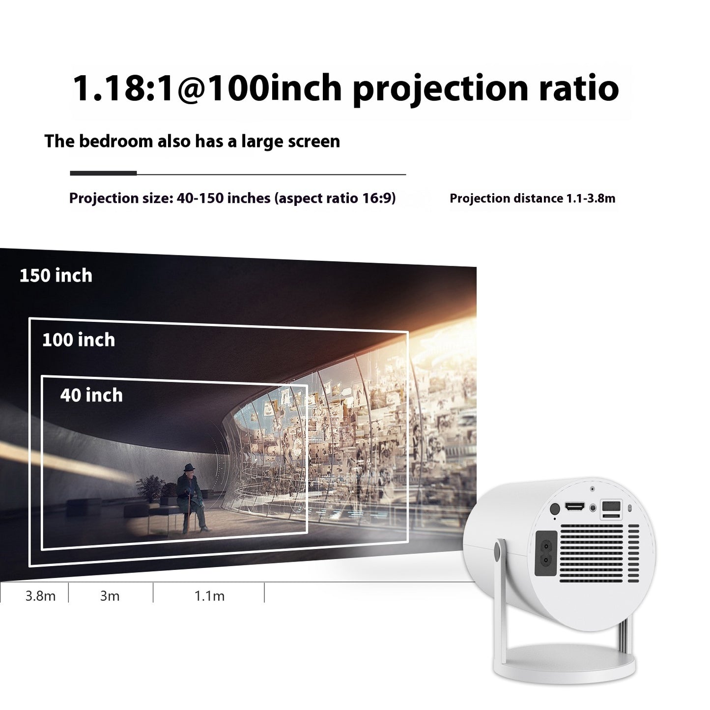 MiniFlex 180° Home Projector – Compact Auto-Focus Cinema for Any Room