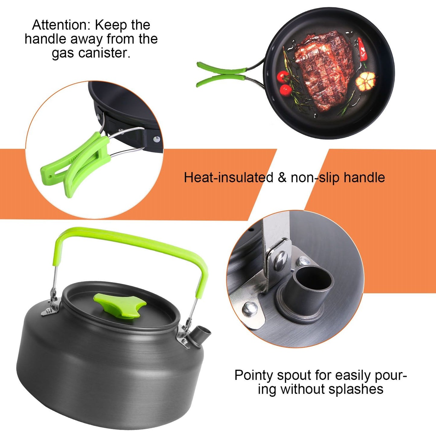 16PCS Camping Cookware Set – Portable Aluminum Pot, Pan & Stove Kit (Pan-European Shipping)