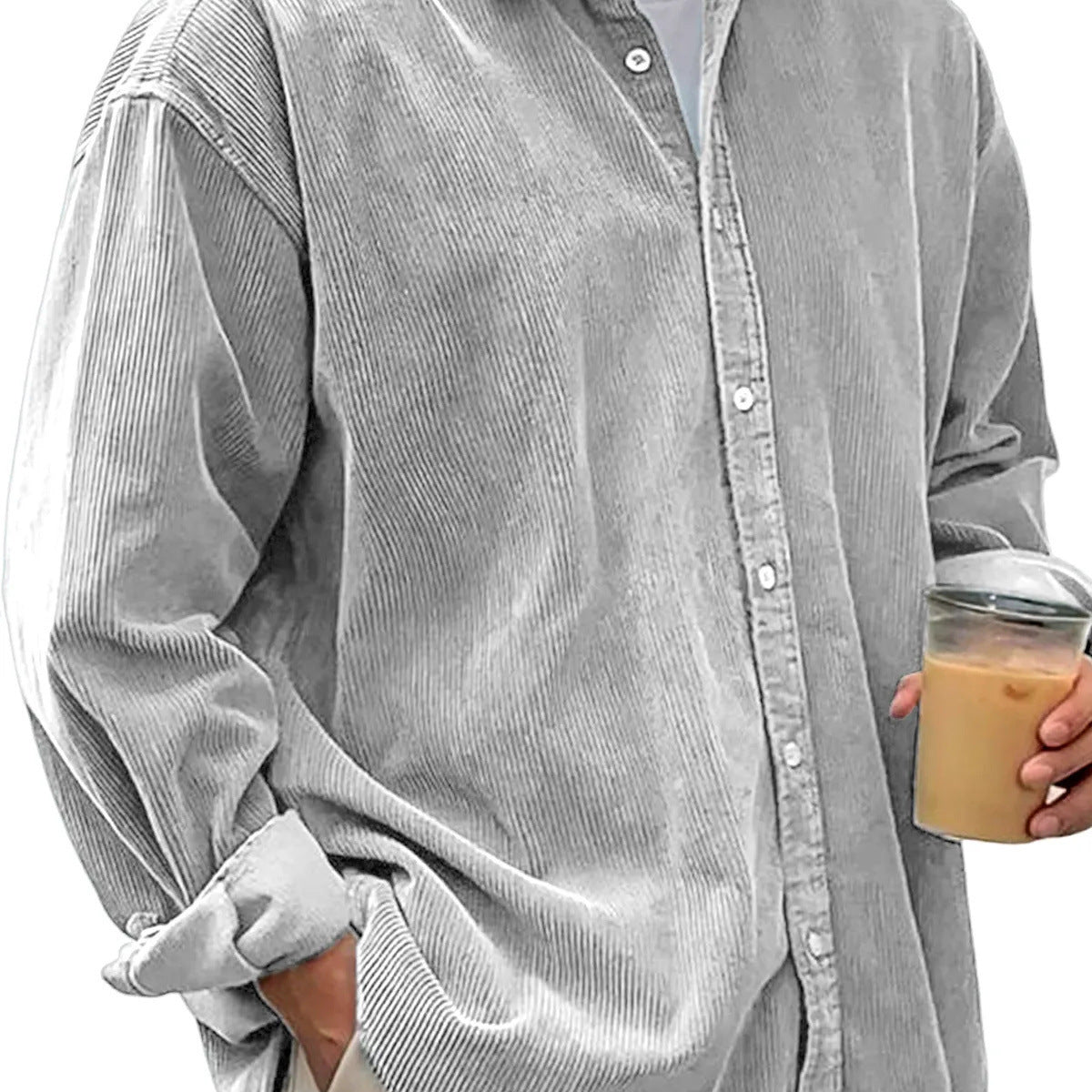 Men’s Casual Loose Thick Shirt Jacket – Autumn & Winter Warm Overshirt Coat