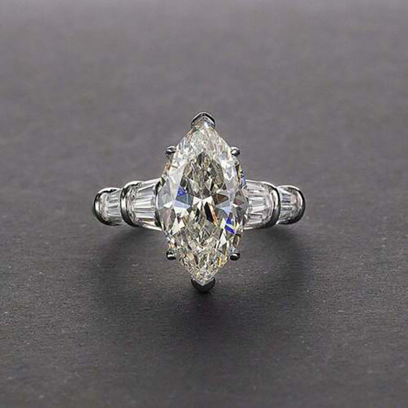 Banquet Marquise Zircon Ring – Elegant Inlaid Crystal Fashion Jewelry