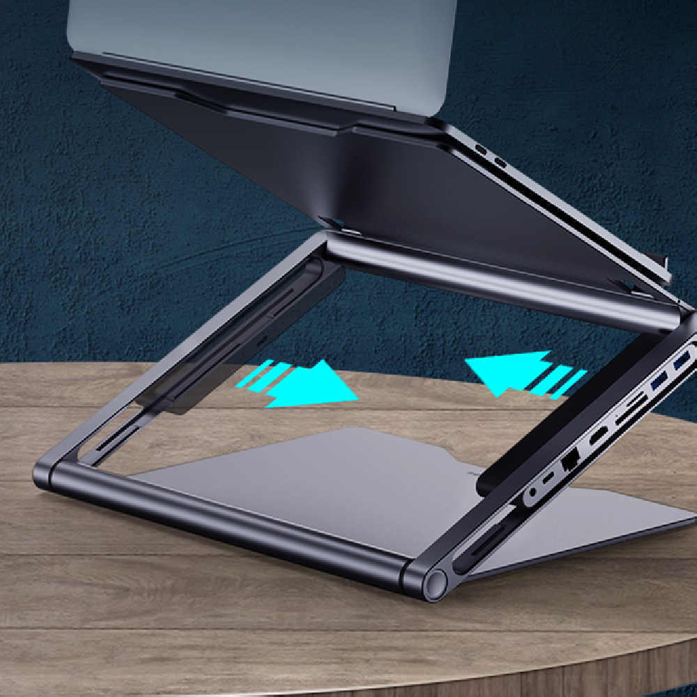 All-in-One Laptop Stand & 8-Port Docking Hub for Workstations