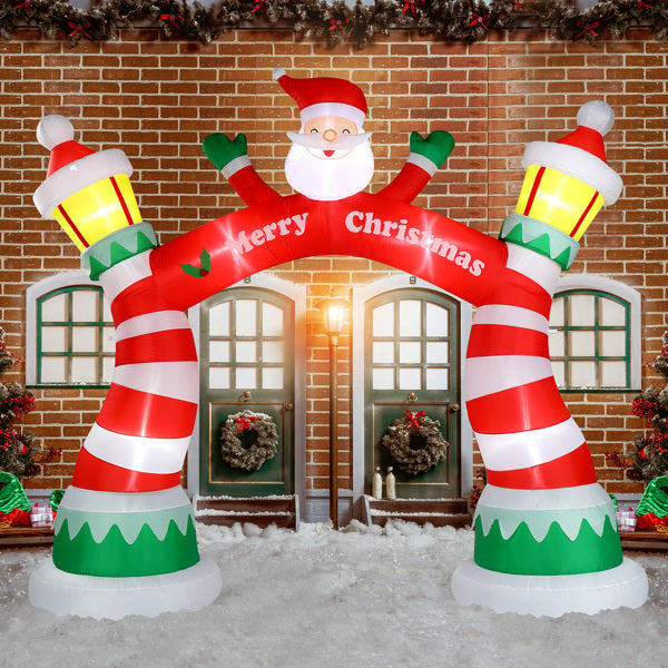 8.9FT Lighted Christmas Inflatable Arch – Holiday Entrance Decor with 7 LED Lights & Drawstring Pockets