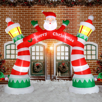8.9FT Lighted Christmas Inflatable Arch – Holiday Entrance Decor with 7 LED Lights & Drawstring Pockets