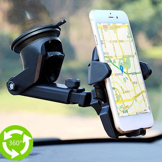Universal Windshield & Dashboard Car Phone Holder – Adjustable Suction Cup Mount | 360° Cellphone Stand for All Smartphones