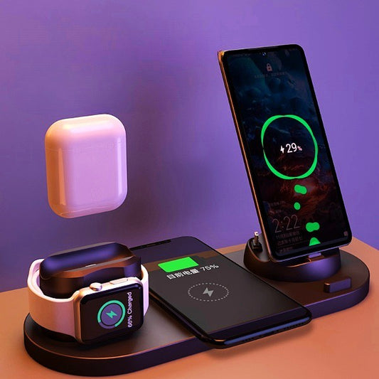 6-in-1 Wireless Fast Charging Dock for iPhone, AirPods & Apple Watch – All-in-One Charging Station